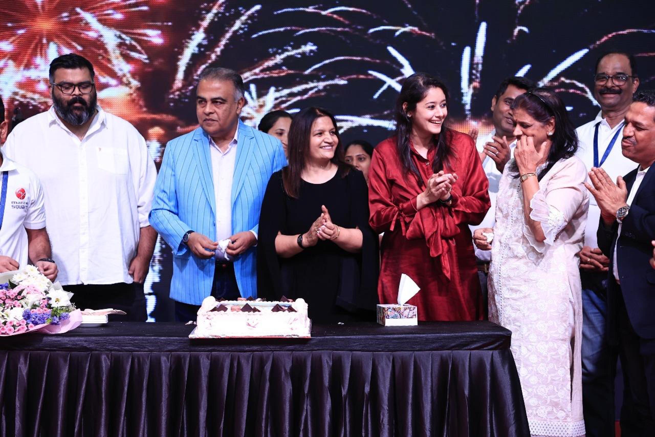 Cutting the anniversary cake